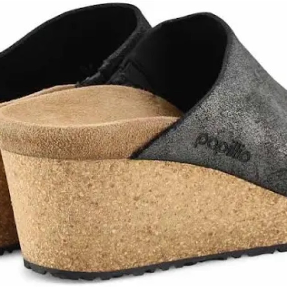 Papillio Metallic Black Mules